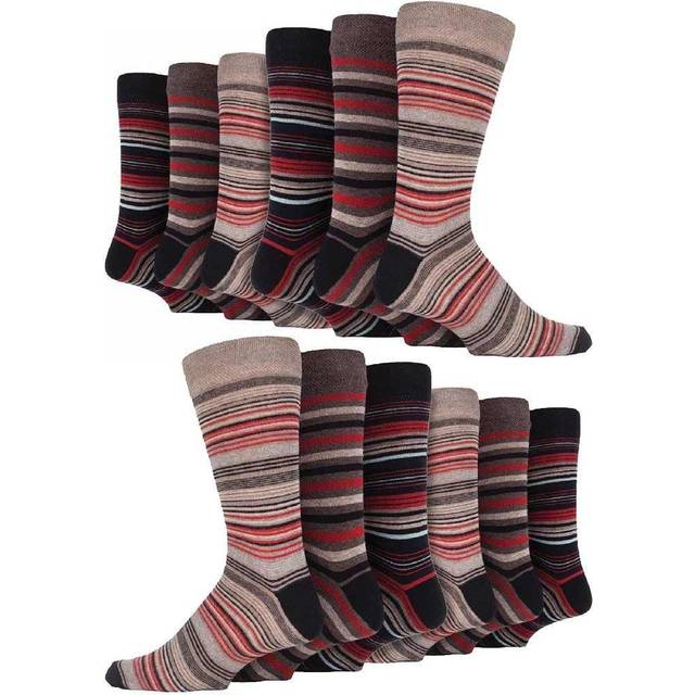(6-11 UK, Rome) Sock Snob - 12 Pair Mens Colourful Cotton Striped Patterned Dress Socks