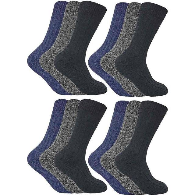 Winter Warm Wool Blend Hiking Socks for Boots - Blue - 6-11