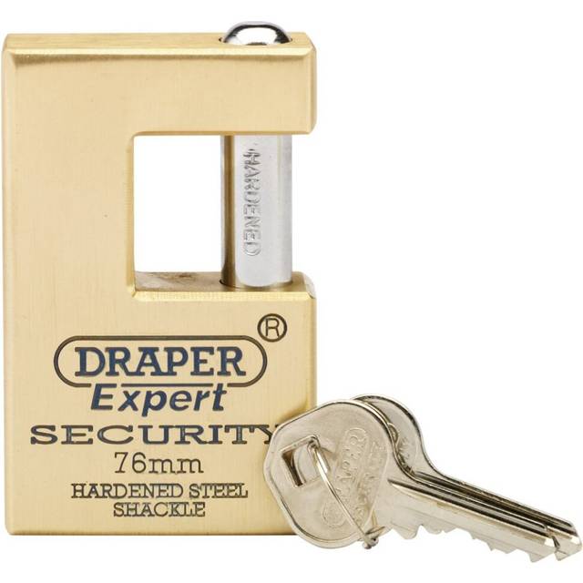 Draper Expert 64202 76mm Quality Close Shackle Solid Brass Padlock...