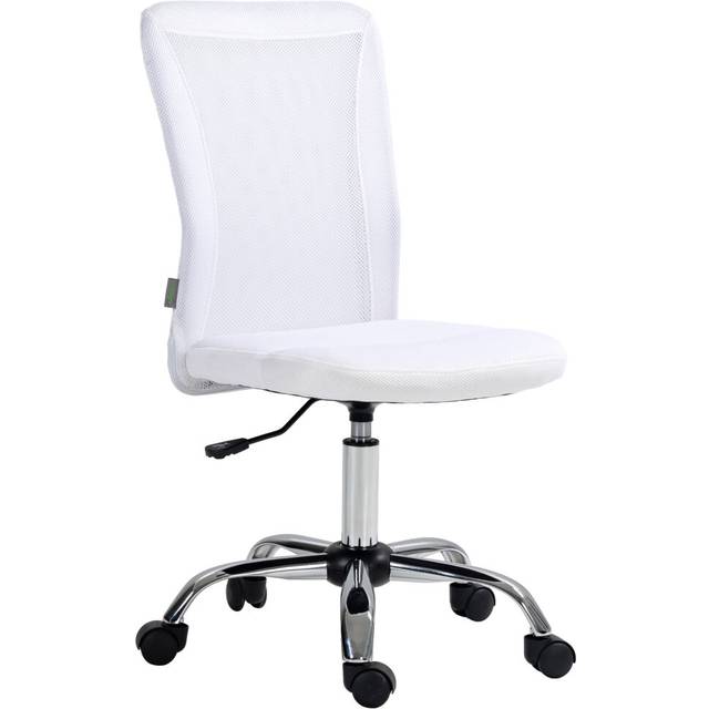 Vinsetto Armless Office Chair with Adjustable Height Mesh Back Wheels White