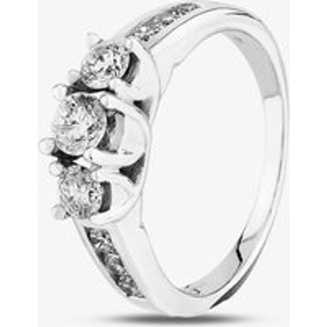 18ct White Gold 1.00ct Diamond Shouldered Trilogy Ring THR4901 P - Silver