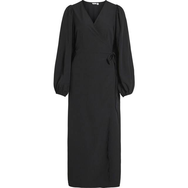 Vila dam Vigraffy lång wrap L/S klänning Noos omlottklänning, svart, 38