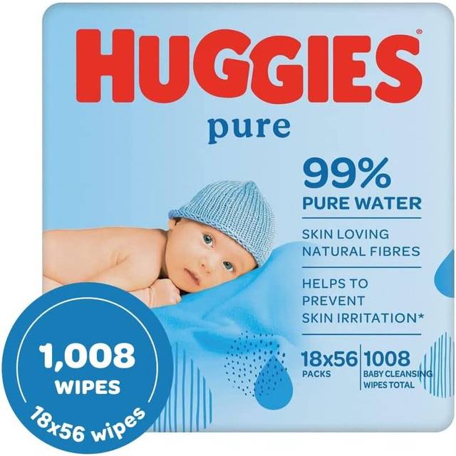 Baby Wipes, 18 Packs (1008 Wipes Total) - 99 Percent Pure Water Wipes - Fragrance Free for Gentle Cleaning and Protection