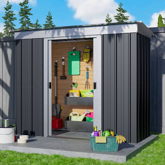 Yardmaster 6Ft X 4Ft Castleton Pent Roof Metal Shed - One Colour