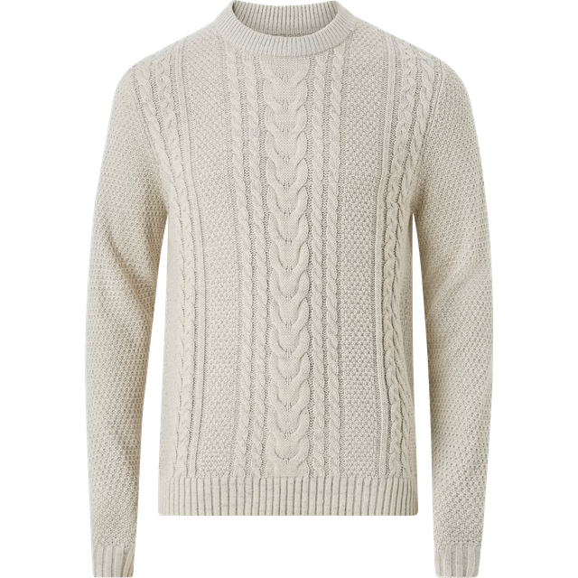 Bestseller A/S Stickad tröja för män, White Melange, XL