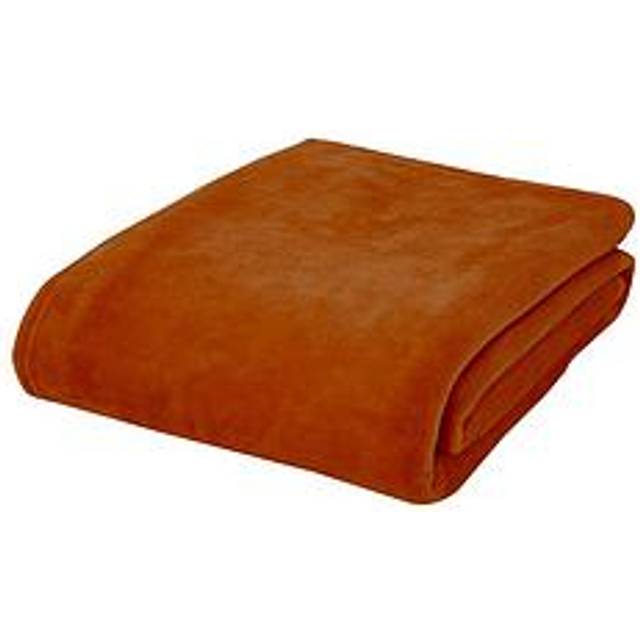 Extra Large New Raschel Velvet Touch Blanket Throw - Burnt Orange (200cm W x 240cm L)