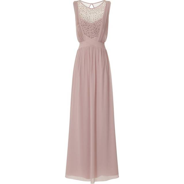 (8, Mink) Little Mistress Womens/Ladies Mink Pearl Yoke Maxi Dress