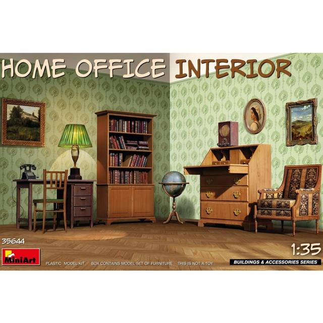 Mini Art 35644 1:35 kontorsmöbler/kontorsutrustning - trogen reproduktion, reducerad modell, plastkit, DIY, hobby, collage, modellkit, att montera, omålad