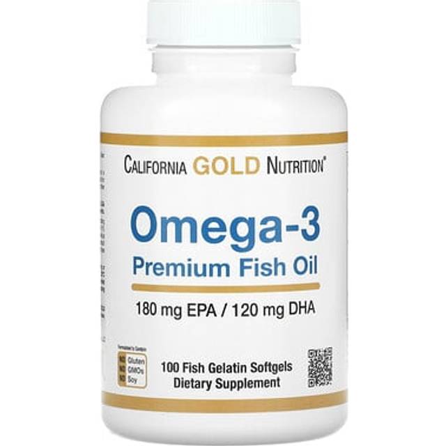 California Gold Nutrition  Omega-3 Premium Fish Oil  100 Fish Gelatin Softgels (1 100 mg per Softgel)