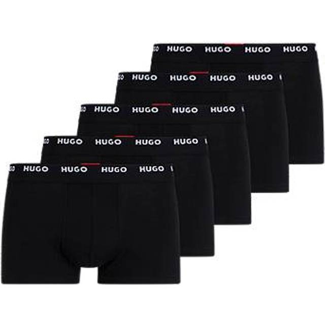 Men's HUGO 5-Pack Mens Stretch-Cotton Trunks with Logo Waistbands NOS - Black - Size: 33/32/32