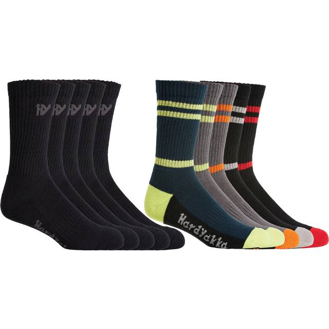 Hard Yakka Crew Five Pack Worksock Socks Black One Size - black