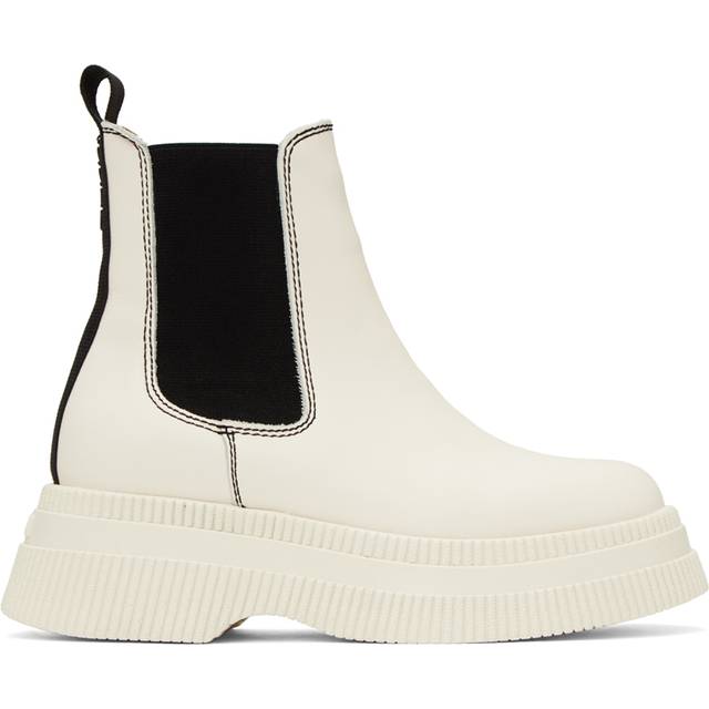 GANNI White Creepers Chelsea Boots - 135 Egret - IT 42