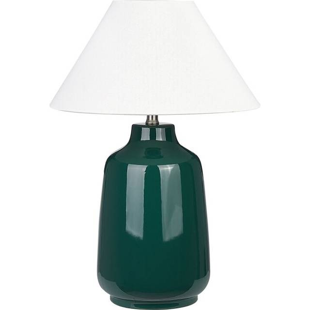 Ceramic Table Lamp Base Ambient Light White Lampshade Dark Green Careta