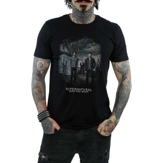 (XXL, Black) Supernatural Mens Meteor Shower Cotton T-Shirt