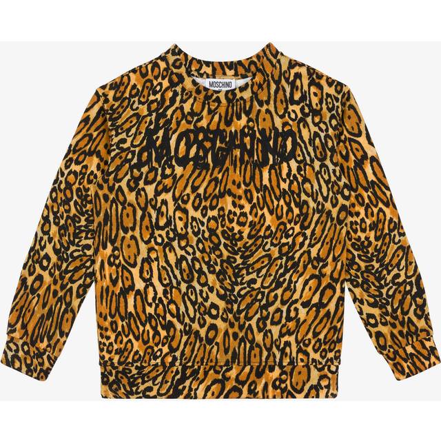 Moschino, Sweatshirts, female, Brown, 4 Y, Leopard Print Sweatshirt in Brown