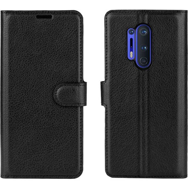 OnePlus 8 Pro Litchi Läder Plånboksfodral - Svart