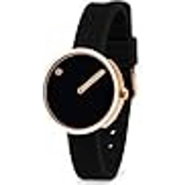 Picto 43311-0112r rose gold watch small with black dial black silicone strap