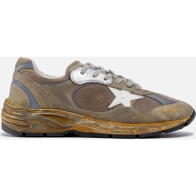 Beige Leather and Tech Fabric Trainers