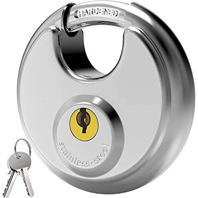 Key Padlock Outdoor, [Waterproof] [Anti Cut] Diyife 70mm Stainless Steel Disc Lock Heavy Duty Padlock Weatherproof with 9.5mm Shackle for Warehouse,