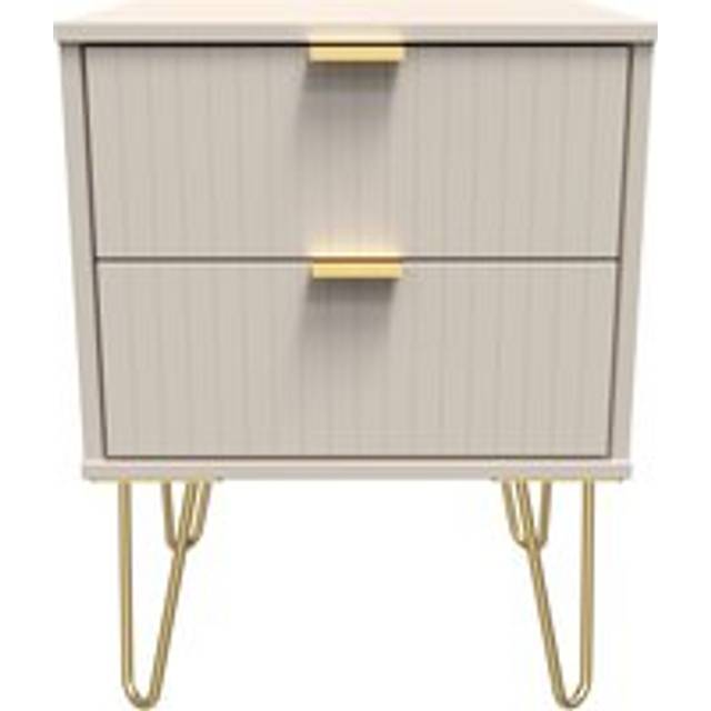 Welcome Furniture Ready Assembled Linear 2 Drawer Bedside Cabinet In Kashmir Matt, Cream