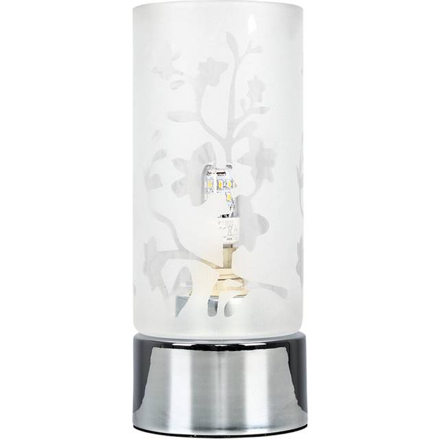 Modern Floral Design Glass & Polished Chrome Touch Table Lamp - Complete with a 3w LED Dimmable G9 Bulb [6000K Cool White]