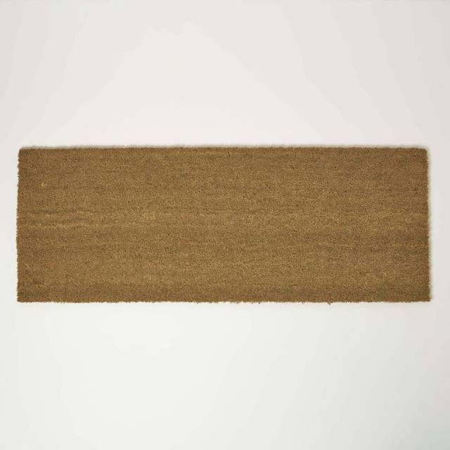 Homescapes Plain Coir Double Door Mat Runner 120 x 45 cm - Brown