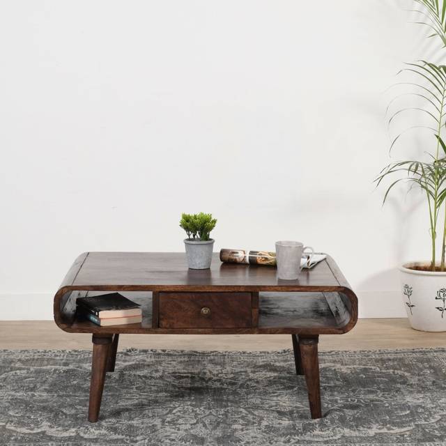 Colorado Dark Mango Wood Coffee Table With Drawers