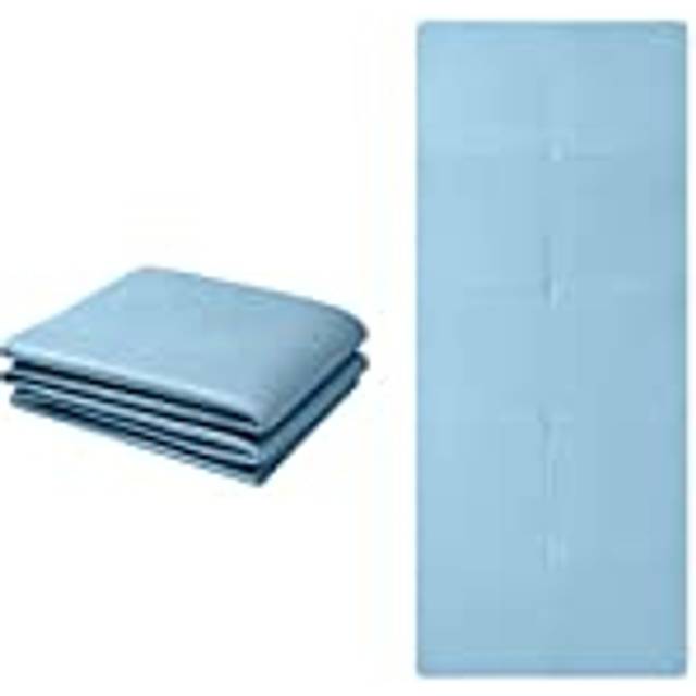 Good Nite hopfällbar yogamatta halkfri bärbar fitnessmatta vikbar lätt gymnastikmatta pilates sport reseyogamatta 183 x 61 x 0,6 cm (blå)