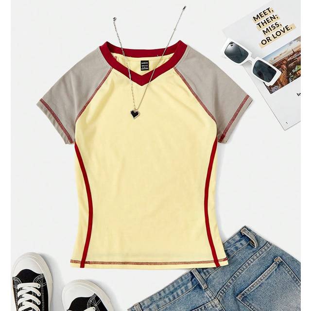 SHEIN Contrast Binding Raglan Sleeve Tee