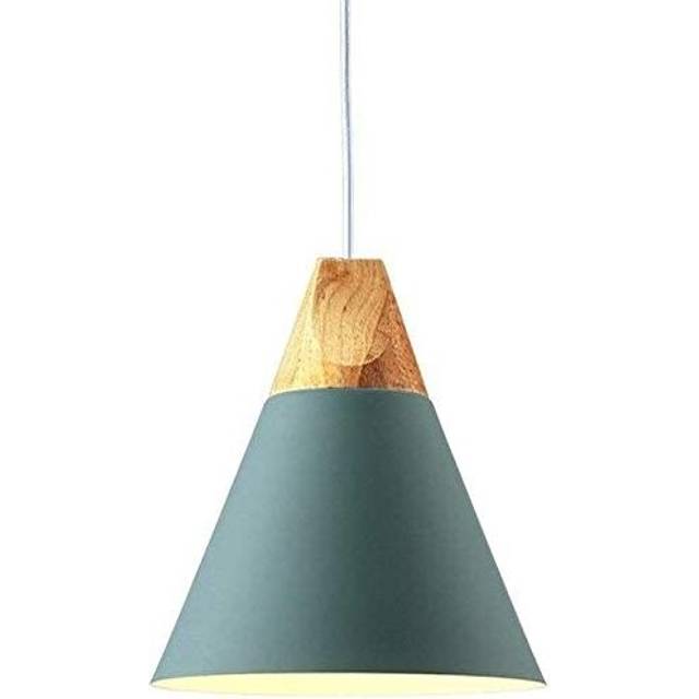 Wooden Hanging Light Modern Retro Pendant Light Height Adjustable Pendant Lamp Nordic Macaron Creative Ceiling Light for Bedroom Living Room Blue