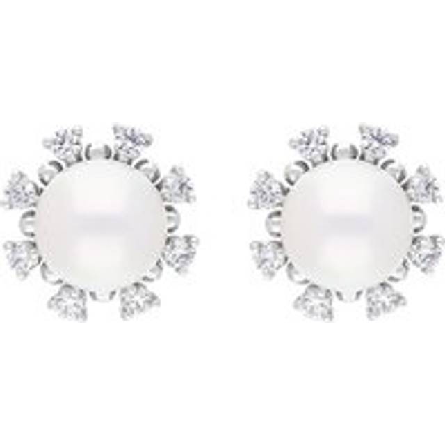 Mikimoto 18ct White Gold Akoya Pearl Diamond Earrings