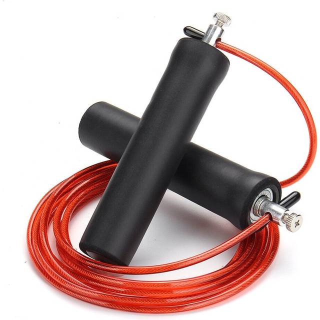 (Red) 3M Steel Wire Speed Skipping Rope Jumping Adjustable Crossfit Fitnesss Exercise