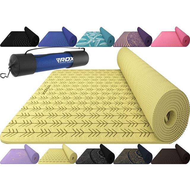 (Design 10) RDX Yoga Mat TPE 6mm Thick with Straps & Carry bag