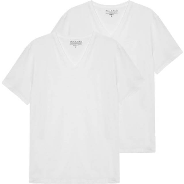 BREAD & BOXERS 2-Pack V-Neck |Vit |S