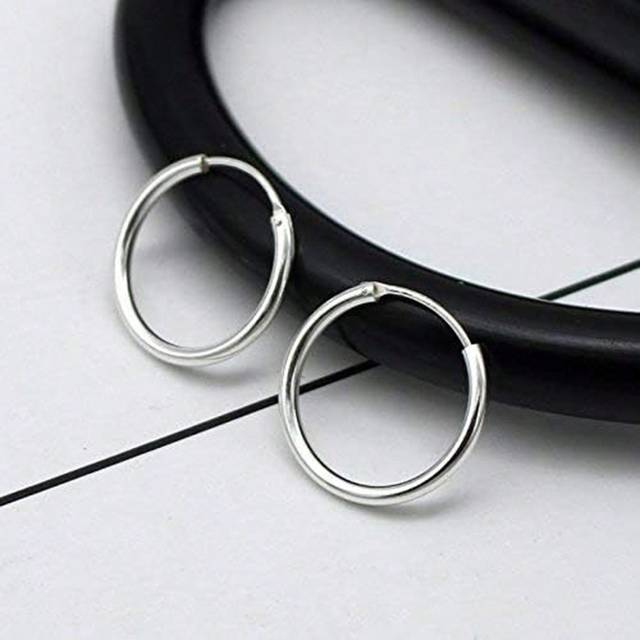 SHEIN Stainless Steel Earrings - Cartilage Endless Hoop Earrings Set, Suitable For Women, Men, Girls, 1 Pair Low Allergy Segment Lip Nose Ring