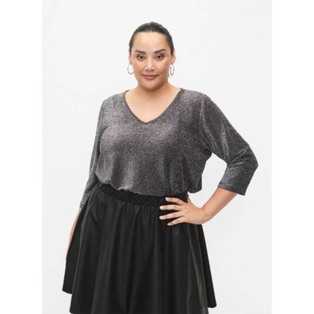 Zizzi - Topp caDania 3/4 Blouse - Silver