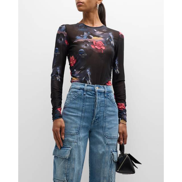 GANNI Black Printed Blouse - 099 Black - DK 32