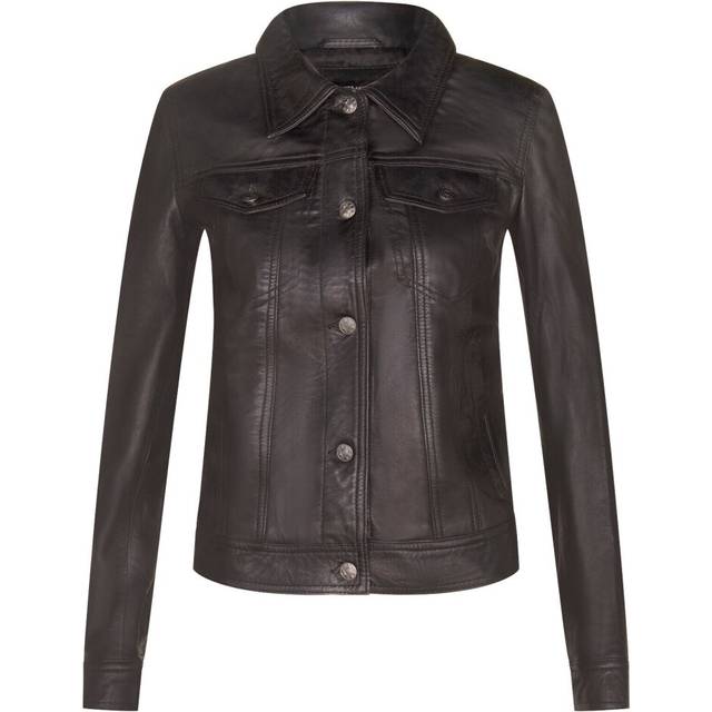 Infinity Leather Womens Trucker Jeans Jacket-Anderlecht - Black - Size 20 UK