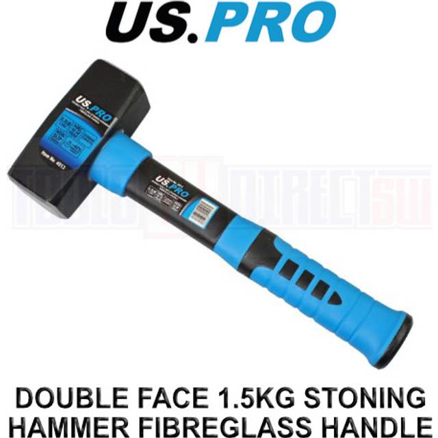 Us Pro Tools Double Face 1.5kg Stoning Hammer With 11 Fiberglass Handle 4513