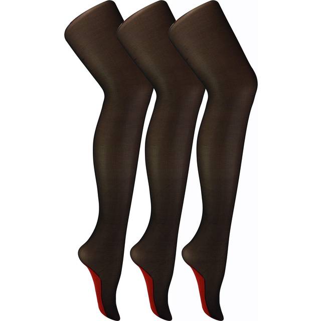 3 Pair 40 Denier Seamed Ultra Sheen Tights with Line Up the Back - Black / 18-24