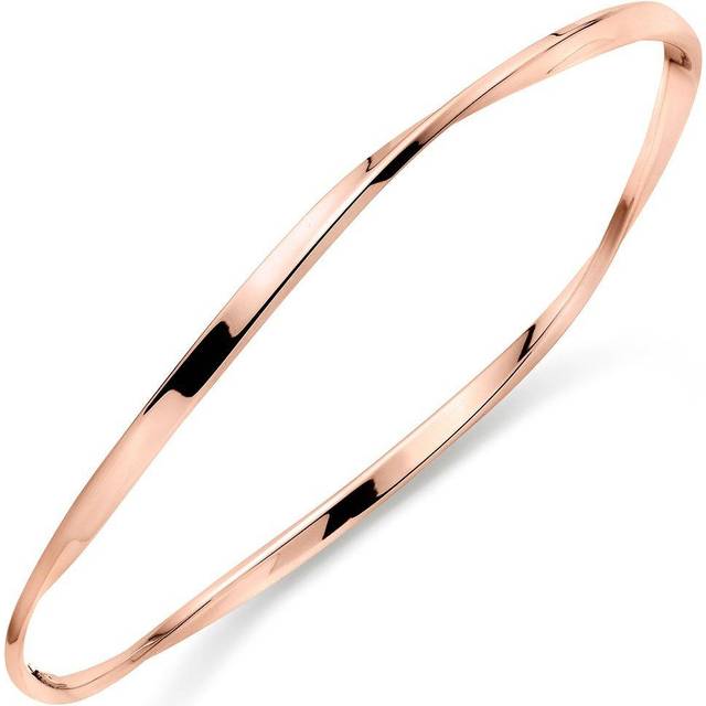 Silver Rose Gold Plated Twist Bangle - Rose Gold Plated/Silver/Rose Gold