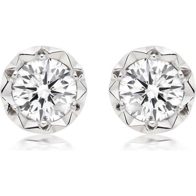 9ct White Gold Diamond Stud Earrings