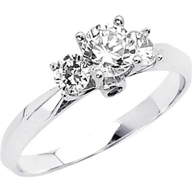 Precious Stars Jewelry 14k White Gold 3/4ct TGW Round-cut Diamonette Engagement Ring