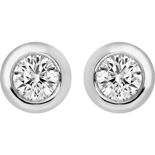 18ct White Gold 0.06ct Diamond Bezel Set Solitaire Stud Earrings - White Gold