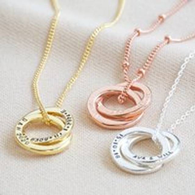 Personalised Interlocking Circles Necklace - silver/gold/rose gold - one size