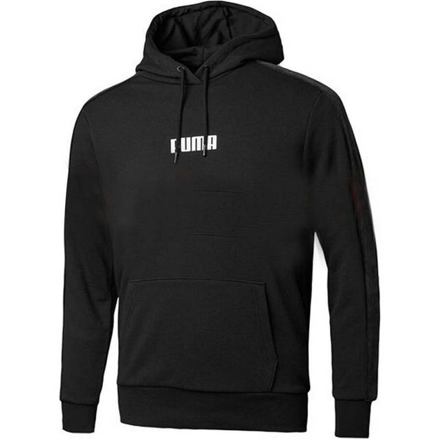 Puma Graphic Logo Long Sleeve Pullover Black Mens Velvet Hoodie 844462 04 Cotton - Size Small