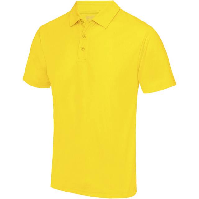 (S, Sun Yellow) Just Cool Mens Plain Sports Polo Shirt