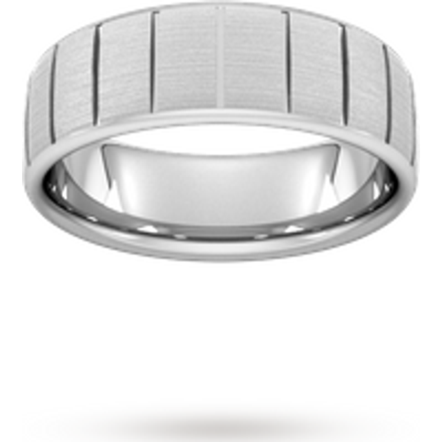7mm Traditional Court Heavy Vertical Lines Wedding Ring In Platinum - Ring Size T