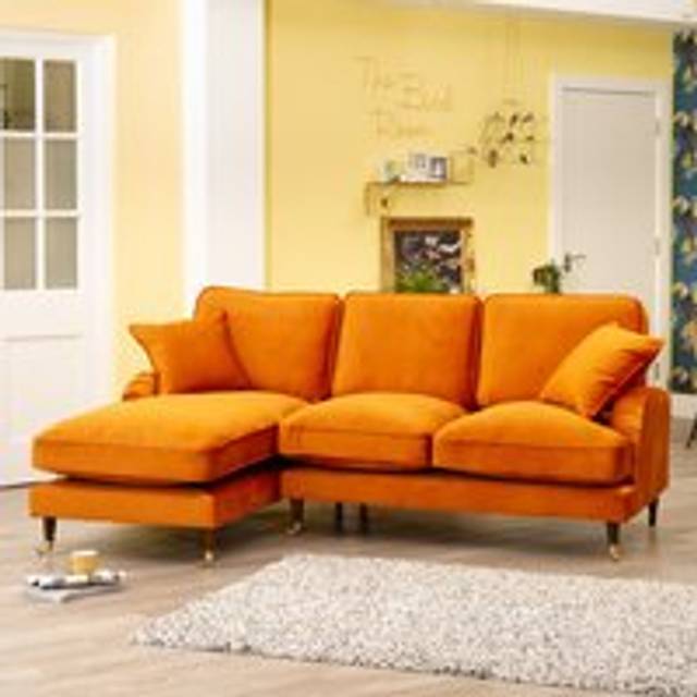 Mackenzie 3 Seater Burnt Orange Velvet Left Hand Corner Sofa - Artemis Home