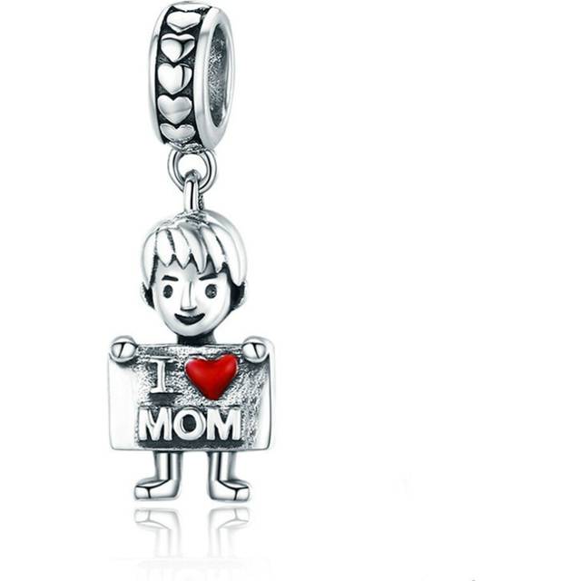 Silver plating I Love Mom Lovely Boy Charm Pendants for Women Bracelet Jewelry Making Gift